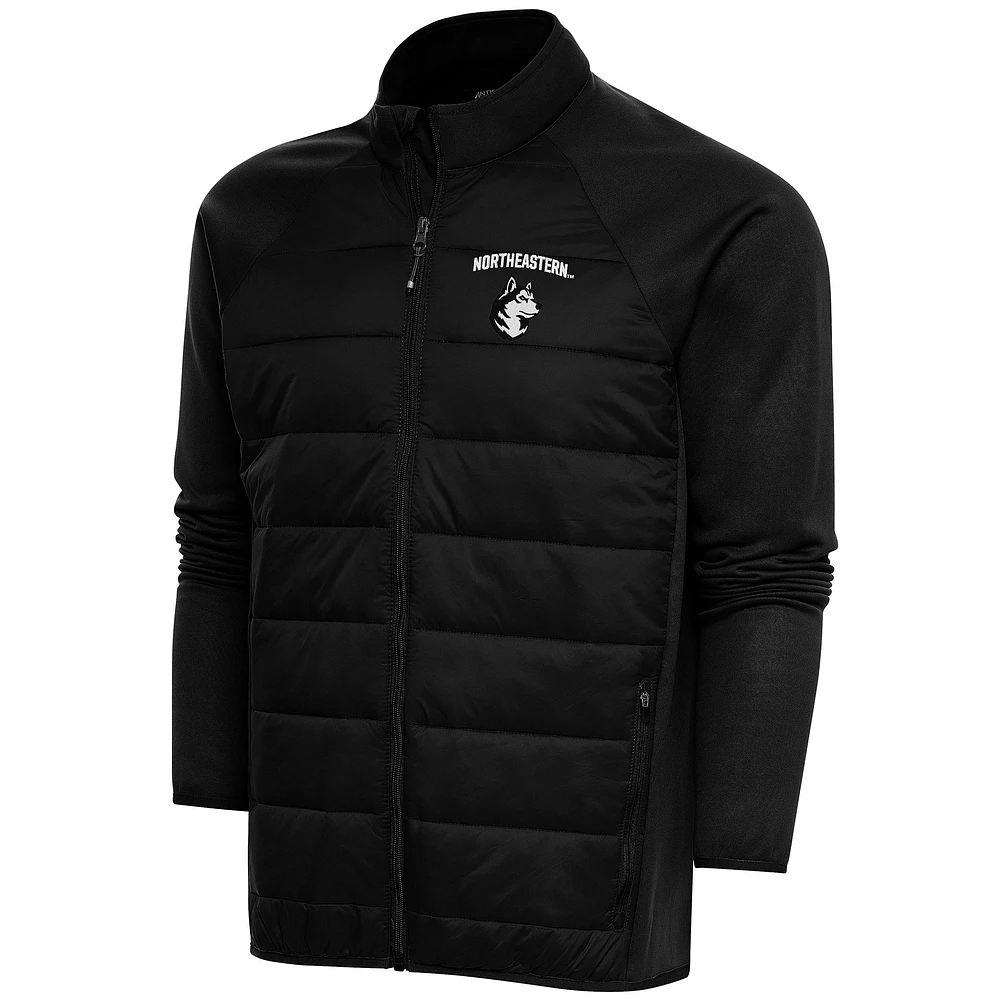 Men's Antigua Black Northeastern Huskies Altitude Quilted Full-Zip Jacket