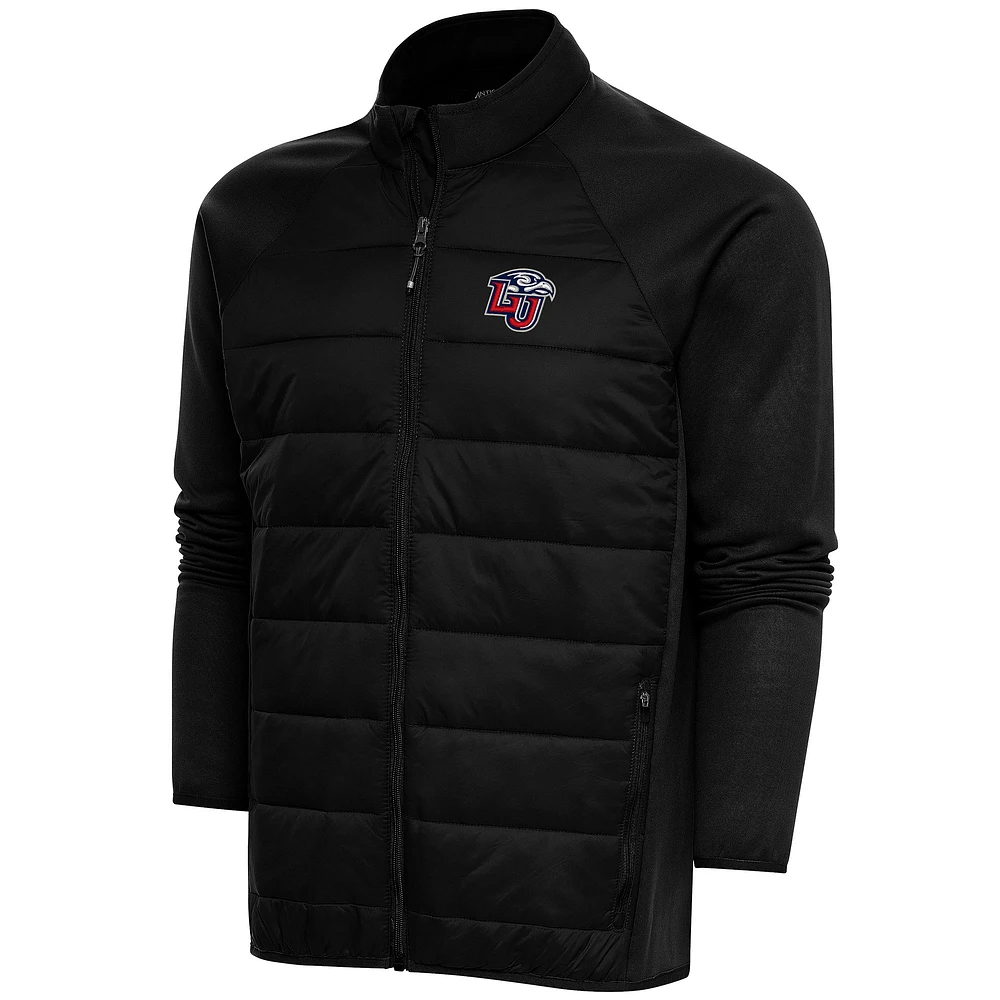 Men's Antigua Black Liberty Flames Altitude Quilted Full-Zip Jacket