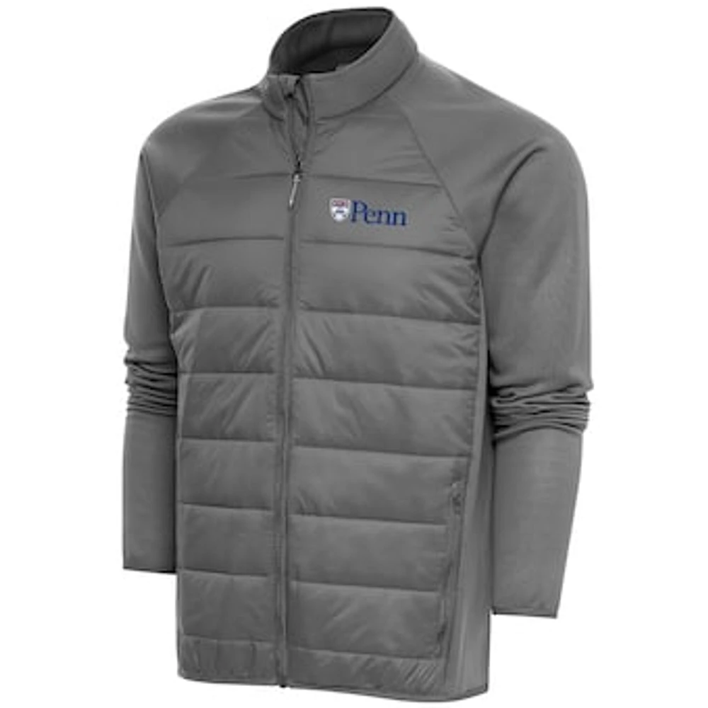 Men's Antigua Steel Pennsylvania Quakers Altitude Quilted Full-Zip Jacket