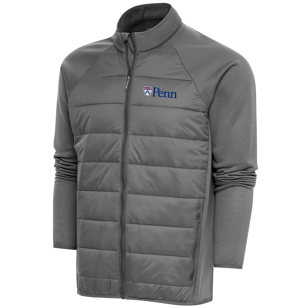 Men's Antigua Steel Pennsylvania Quakers Altitude Quilted Full-Zip Jacket