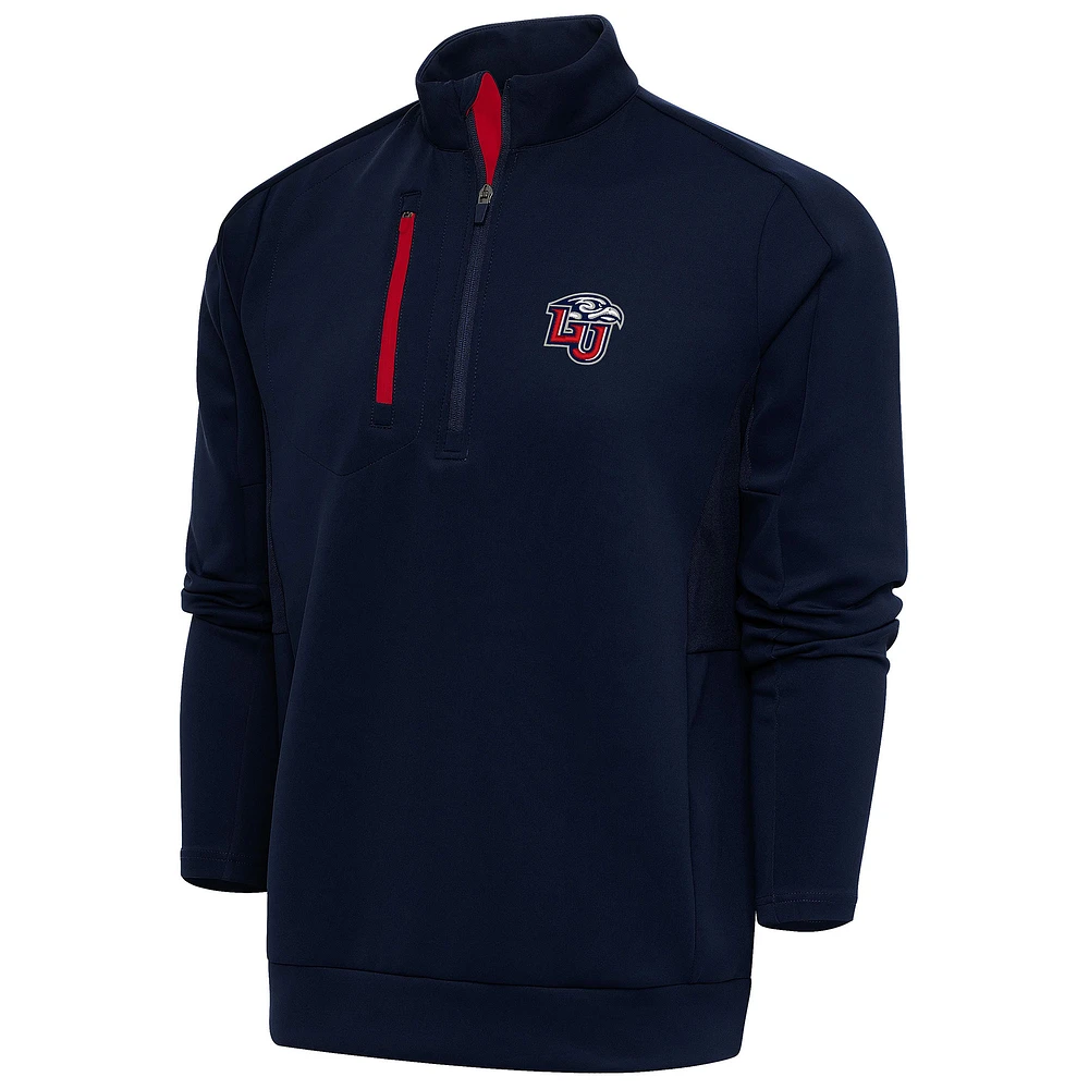 Men's Antigua Navy/Red Liberty Flames Generation Quarter-Zip Pullover Top