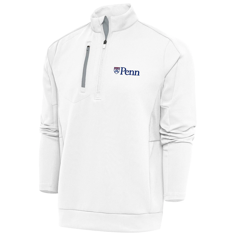Men's Antigua White Pennsylvania Quakers Generation Quarter-Zip Pullover Top