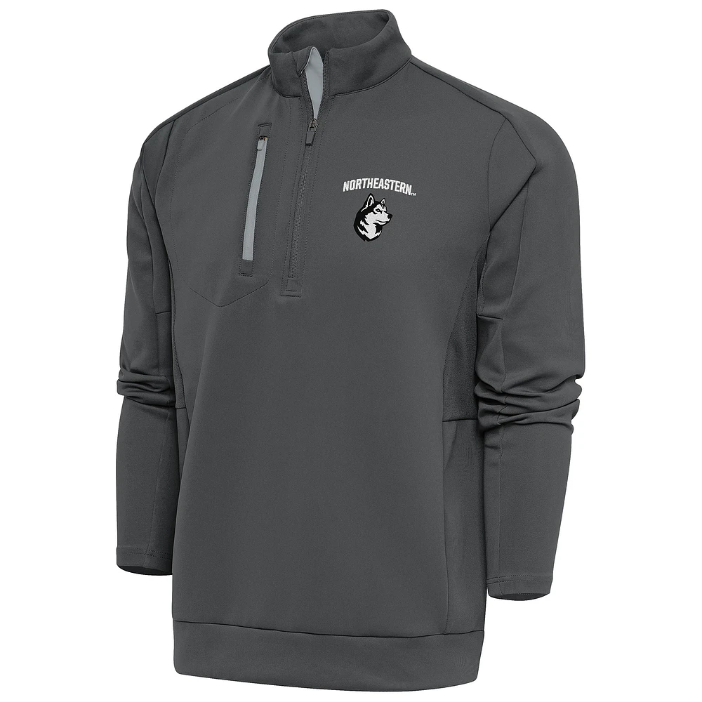 Men's Antigua Pewter Northeastern Huskies Generation Quarter-Zip Pullover Top