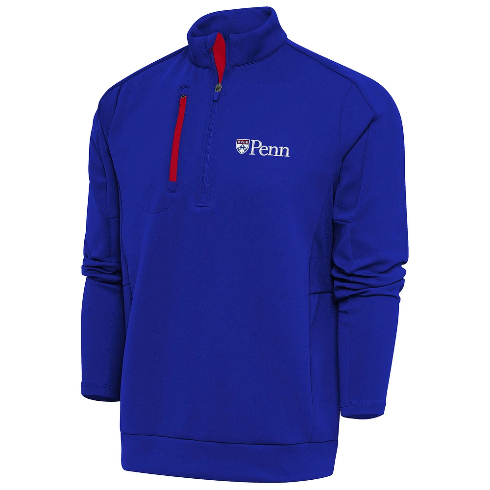 Men's Antigua Royal/Red Pennsylvania Quakers Generation Quarter-Zip Pullover Top