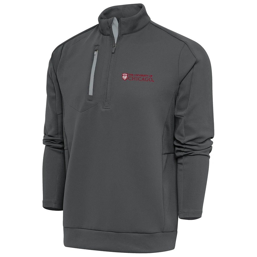 Men's Antigua Pewter UChicago Maroons Generation Quarter-Zip Pullover Top