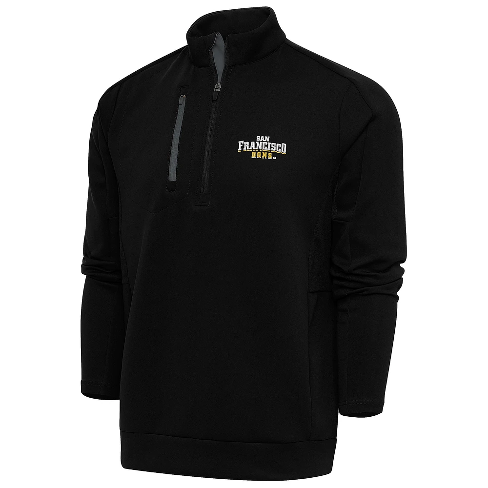 Men's Antigua Black/Pewter San Francisco Dons Generation Quarter-Zip Pullover Top
