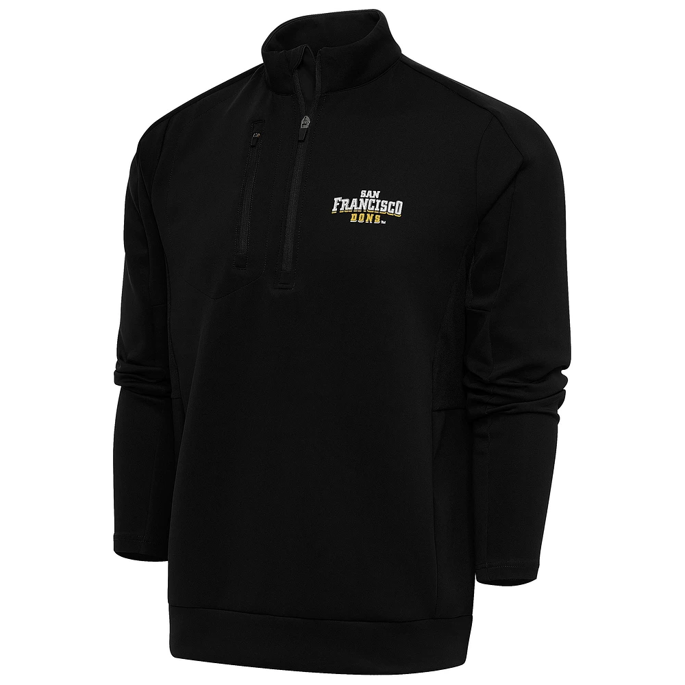 Men's Antigua Black San Francisco Dons Generation Quarter-Zip Pullover Top
