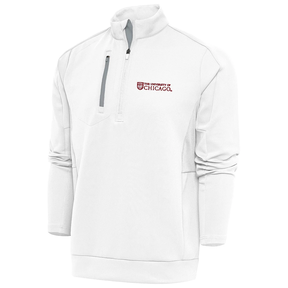 Men's Antigua White UChicago Maroons Generation Quarter-Zip Pullover Top