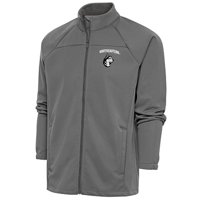 Men's Antigua Steel Northeastern Huskies Links Full-Zip Golf Jacket