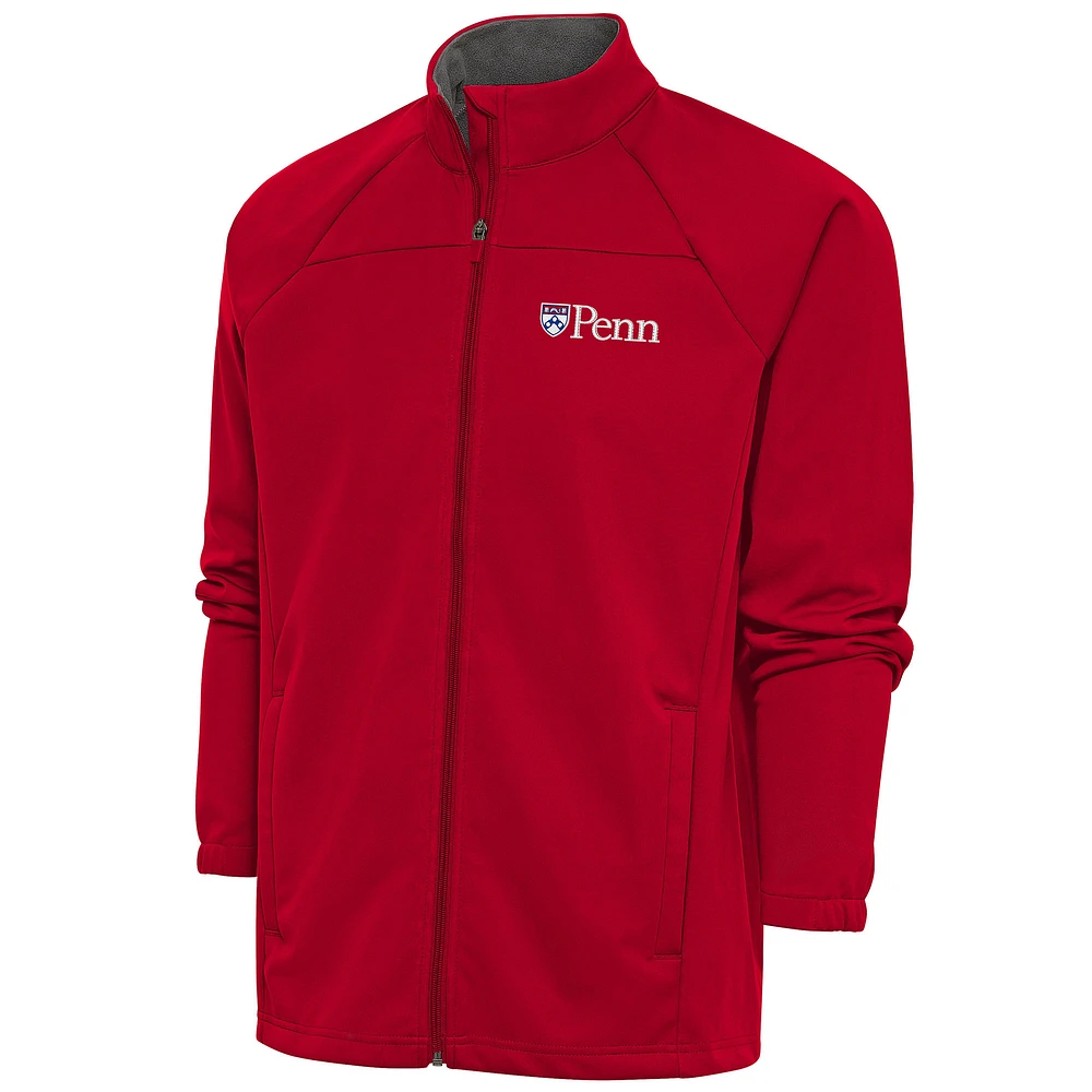 Men's Antigua Red Pennsylvania Quakers Links Full-Zip Golf Jacket