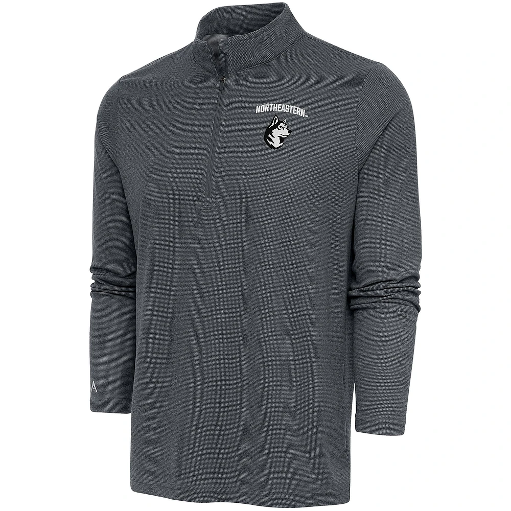 Men's Antigua Heather Charcoal Northeastern Huskies Epic Quarter-Zip Top