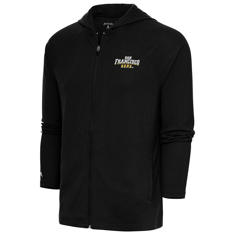 Men's Antigua Black San Francisco Dons Legacy Full-Zip Hoodie