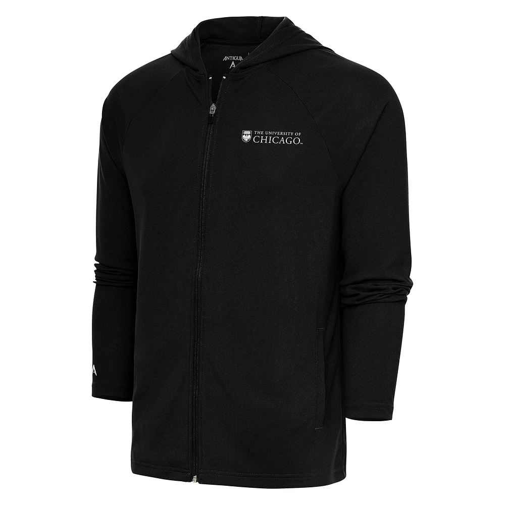 Men's Antigua Black UChicago Maroons Legacy Full-Zip Hoodie