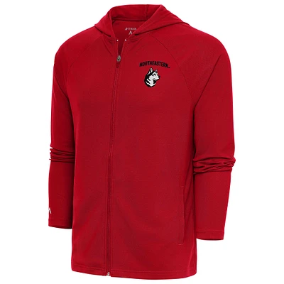 Men's Antigua Red Northeastern Huskies Legacy Full-Zip Hoodie