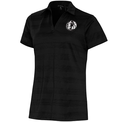 Women's Antigua Black Dallas Mavericks Brushed Metallic Compass Polo