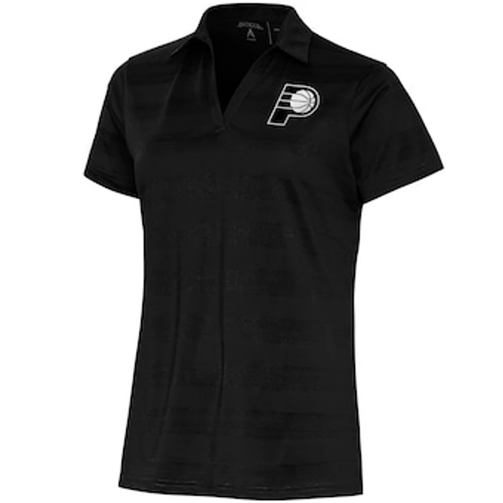 Women's Antigua Black Indiana Pacers Brushed Metallic Compass Polo