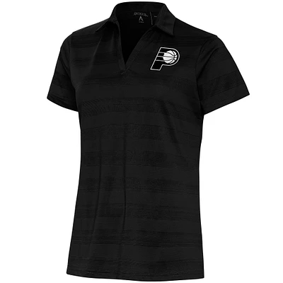 Women's Antigua Black Indiana Pacers Brushed Metallic Compass Polo