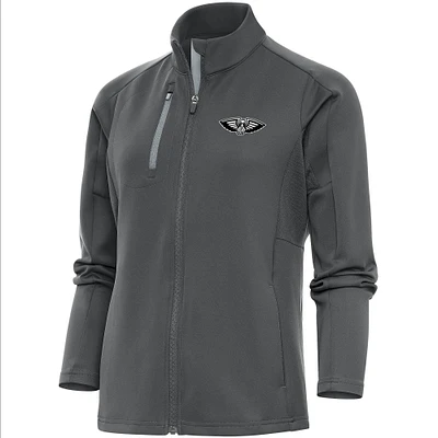 Women's Antigua Charcoal New Orleans Pelicans Brushed Metallic Generation Full-Zip Jacket