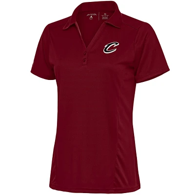 Women's Antigua Wine Cleveland Cavaliers Brushed Metallic Tribute Polo