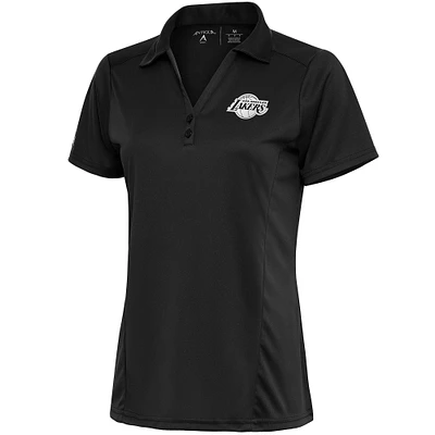Women's Antigua Gray Los Angeles Lakers Brushed Metallic Tribute Polo