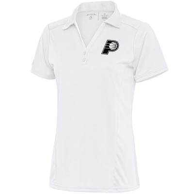 Women's Antigua White Indiana Pacers Brushed Metallic Tribute Polo