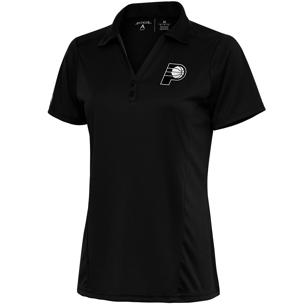 Women's Antigua Black Indiana Pacers Brushed Metallic Tribute Polo