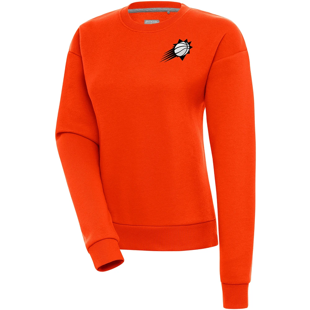 Women's Antigua Orange Phoenix Suns Brushed Metallic Victory Pullover Sweatshirt