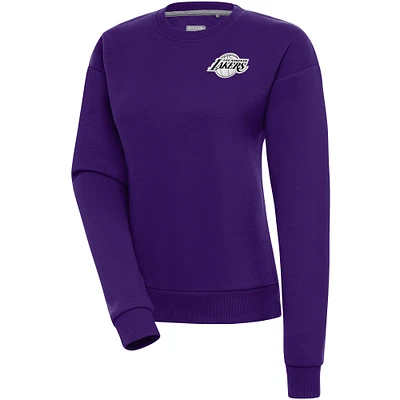 Women's Antigua Purple Los Angeles Lakers Brushed Metallic Victory Pullover Sweatshirt