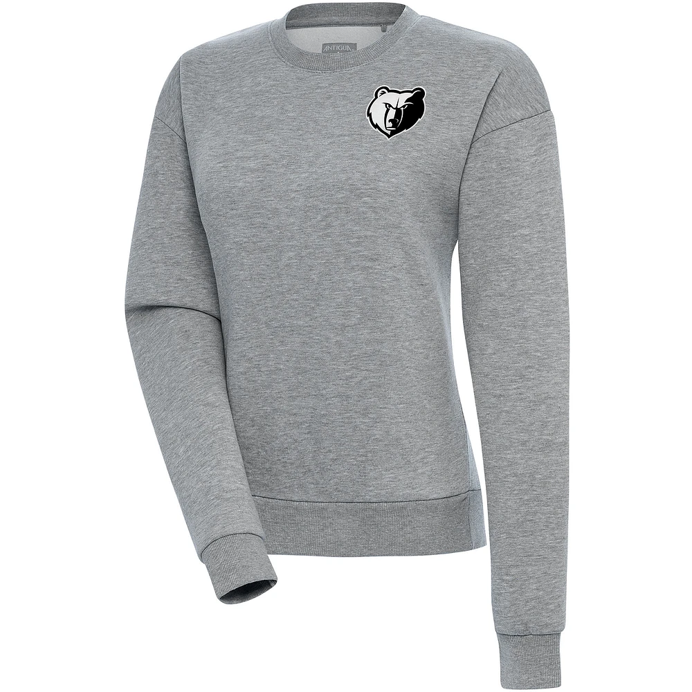 Women's Antigua Heather Gray Memphis Grizzlies Brushed Metallic Victory Pullover Sweatshirt