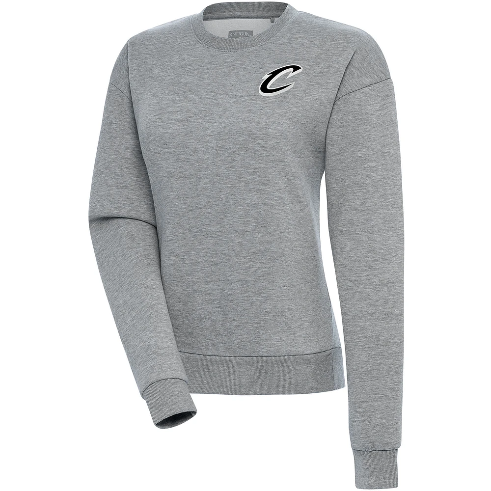 Women's Antigua Heather Gray Cleveland Cavaliers Brushed Metallic Victory Pullover Sweatshirt