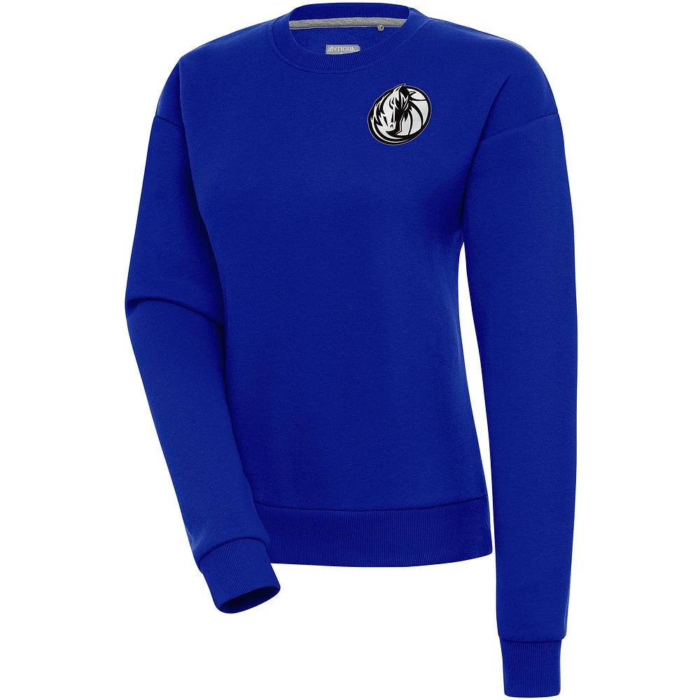 Women's Antigua Blue Dallas Mavericks Brushed Metallic Victory Pullover Sweatshirt