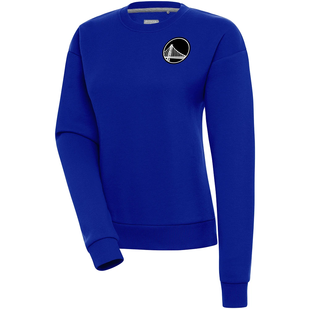 Women's Antigua Royal Golden State Warriors Brushed Metallic Victory Pullover Sweatshirt