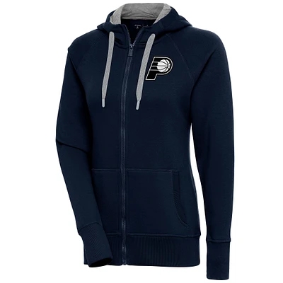 Women's Antigua Navy Indiana Pacers Brushed Metallic Victory Full-Zip Hoodie