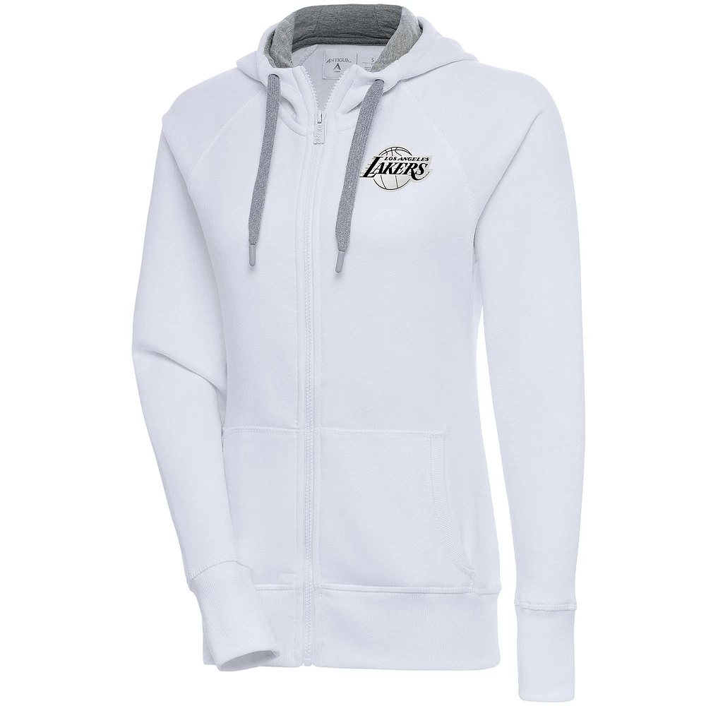 Women's Antigua Los Angeles Lakers Brushed Metallic Victory Full-Zip Hoodie