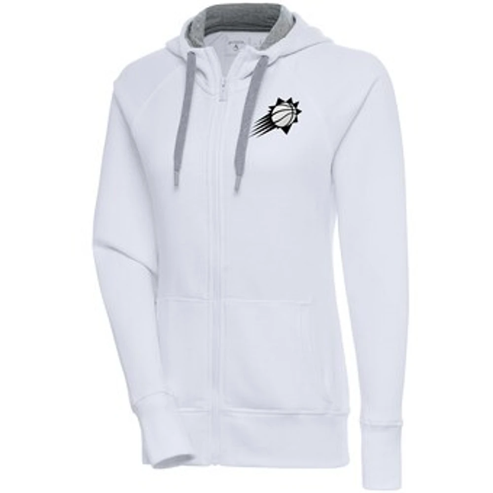 Women's Antigua White Phoenix Suns Brushed Metallic Victory Full-Zip Hoodie