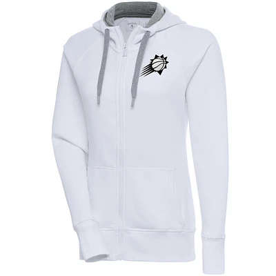Women's Antigua White Phoenix Suns Brushed Metallic Victory Full-Zip Hoodie