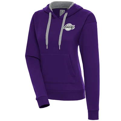 Women's Antigua Los Angeles Lakers Brushed Metallic Victory Pullover Hoodie