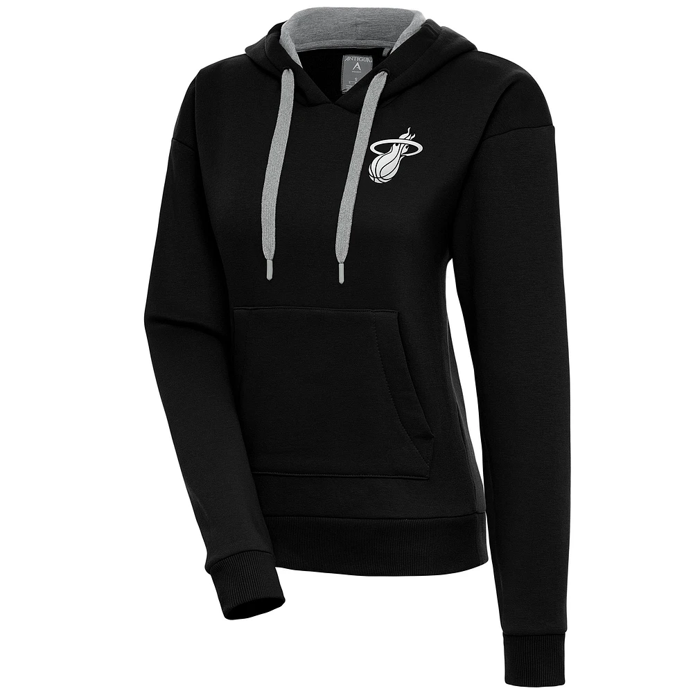 Women's Antigua Miami Heat Brushed Metallic Victory Pullover Hoodie
