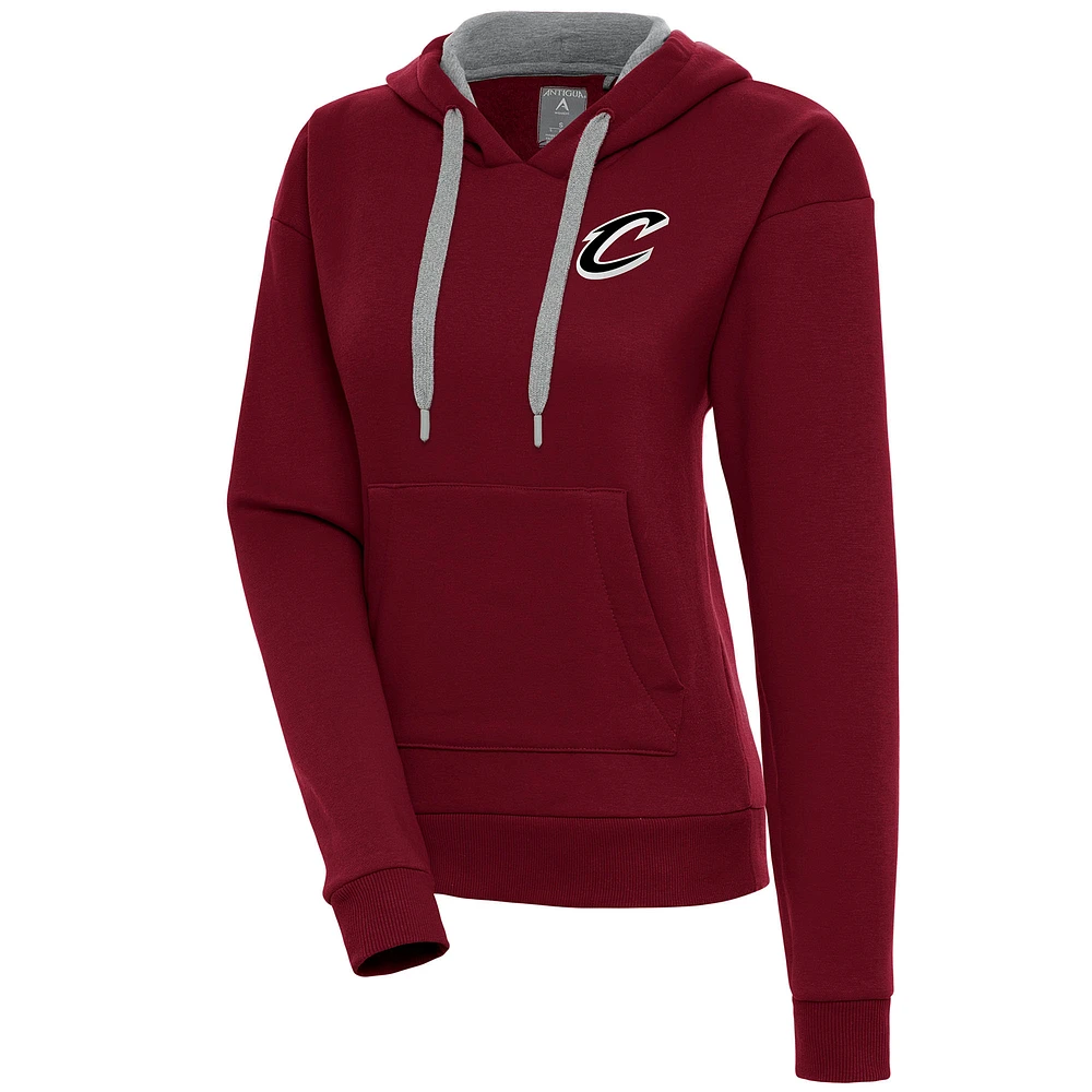 Women's Antigua Wine Cleveland Cavaliers Brushed Metallic Victory Pullover Hoodie