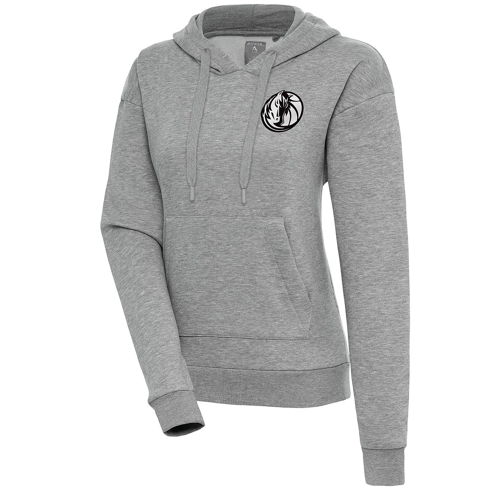 Women's Antigua Heather Gray Dallas Mavericks Brushed Metallic Victory Pullover Hoodie