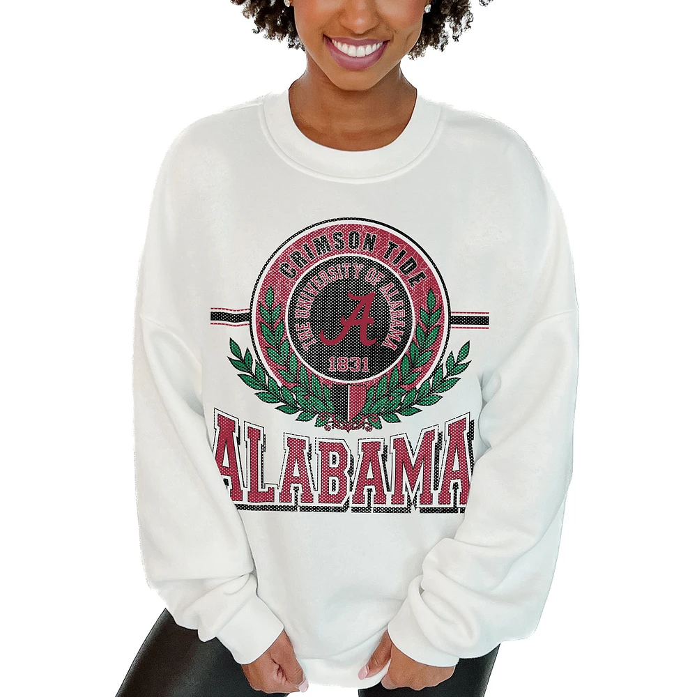 Women's Gameday Couture White Alabama Crimson Tide Hot Shot Fleece Pullover Sweatshirt