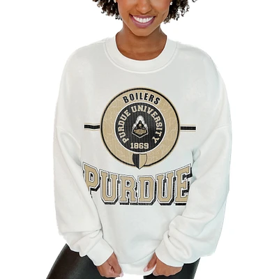 Women's Gameday Couture White Purdue Boilermakers Hot Shot Fleece Pullover Sweatshirt