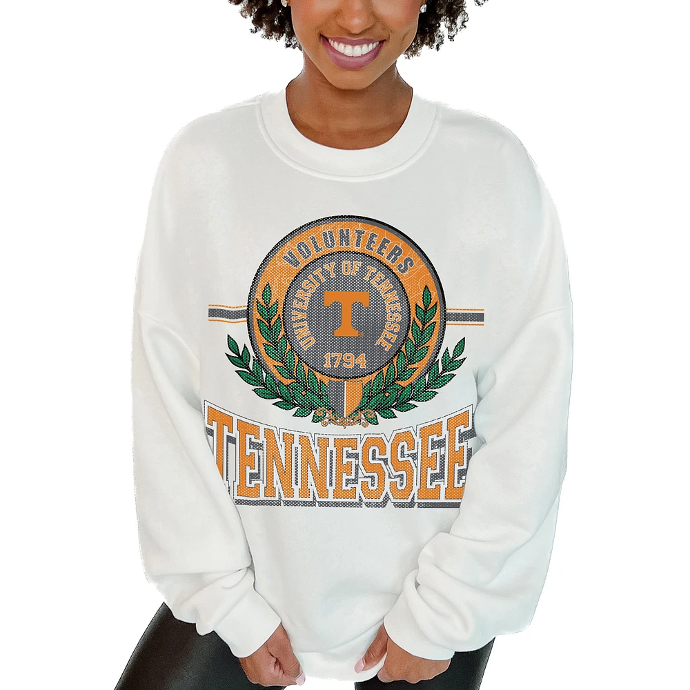 Women's Gameday Couture White Tennessee Volunteers Hot Shot Fleece Pullover Sweatshirt