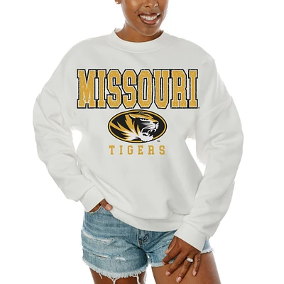 Women's Gameday Couture White Missouri Tigers Freestyle Fleece Pullover Sweatshirt