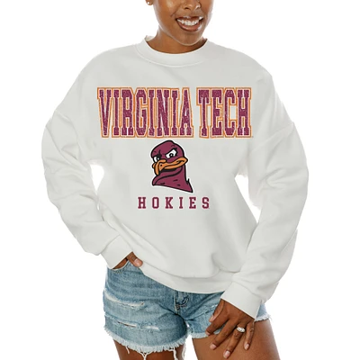 Women's Gameday Couture White Virginia Tech Hokies Freestyle Fleece Pullover Sweatshirt