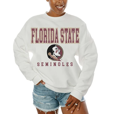 Women's Gameday Couture White Florida State Seminoles Freestyle Fleece Pullover Sweatshirt