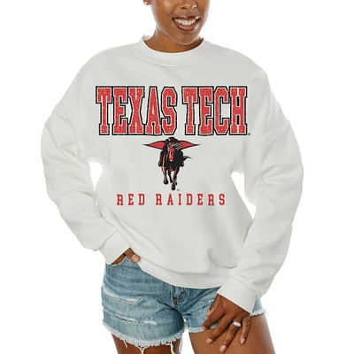 Women's Gameday Couture White Texas Tech Red Raiders Freestyle Fleece Pullover Sweatshirt