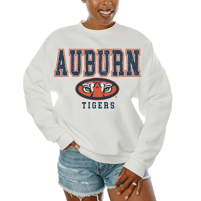 Women's Gameday Couture White Auburn Tigers Freestyle Fleece Pullover Sweatshirt