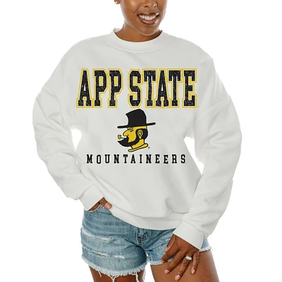 Women's Gameday Couture White Appalachian State Mountaineers Freestyle Fleece Pullover Sweatshirt