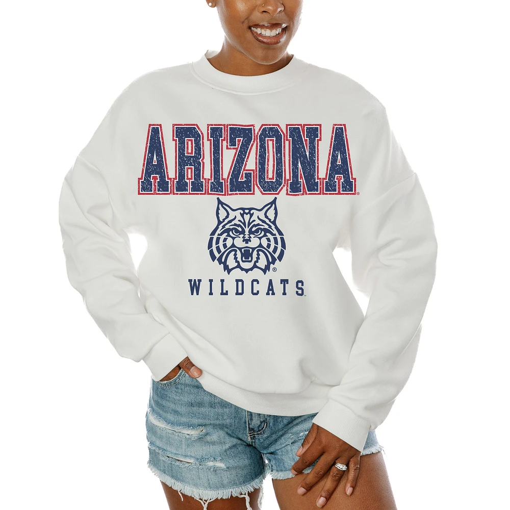 Women's Gameday Couture White Arizona Wildcats Freestyle Fleece Pullover Sweatshirt